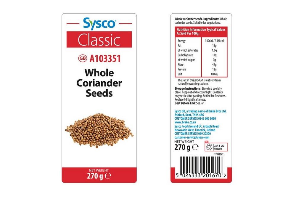 SYSCO CLASSIC Whole Coriander Seeds